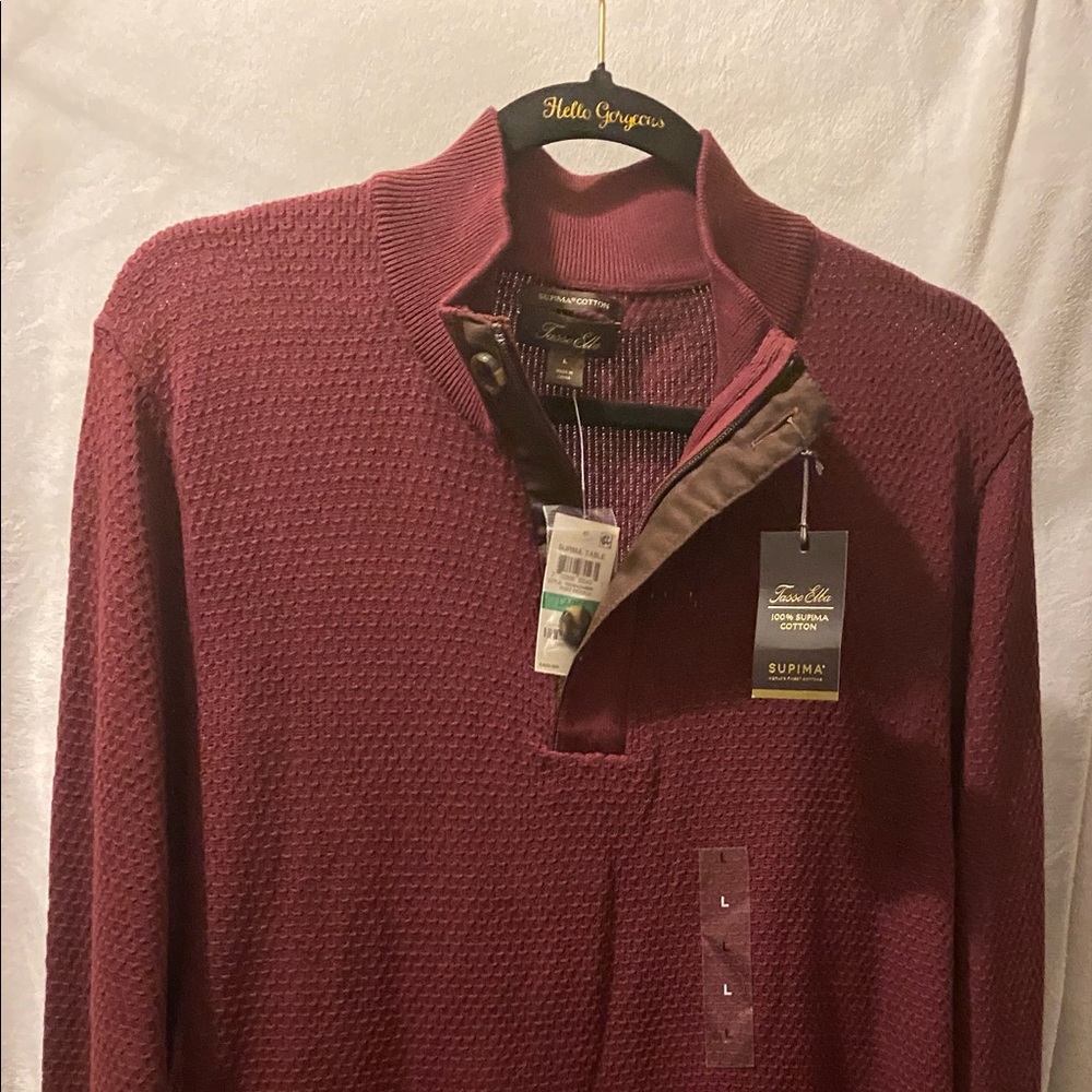 Tasso Elba Supima Cotton Maroon Sweater